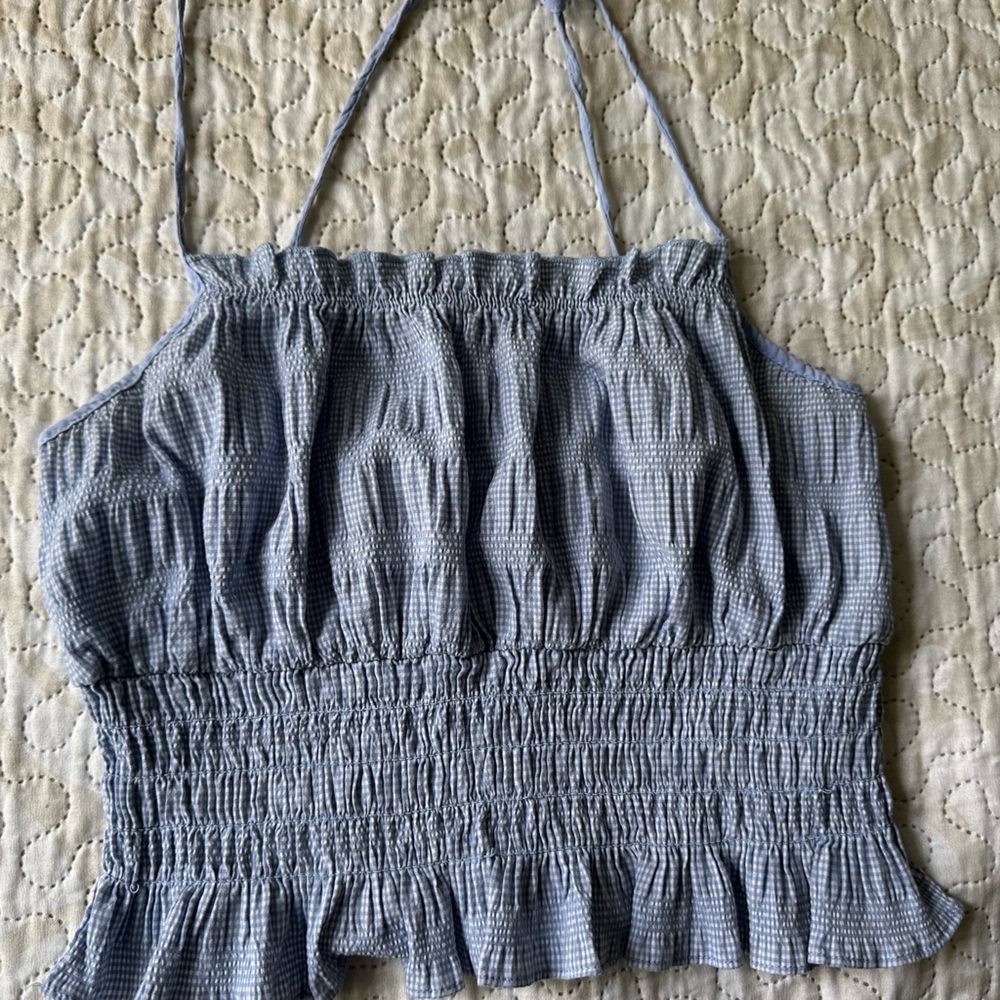 Kendall & Kylie Light Blue Smocked Camisole